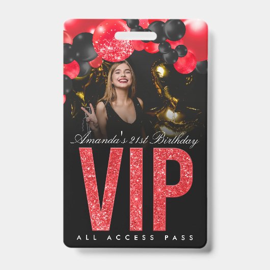 Zwart en rood aanpasbaar VIP All Access-badge Badge (Voorzijde)
