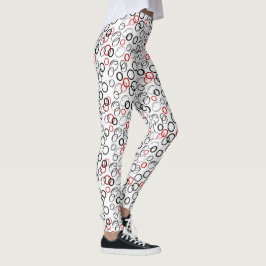 Zwart en Rood Abstract Cirkelpatroon Leggings