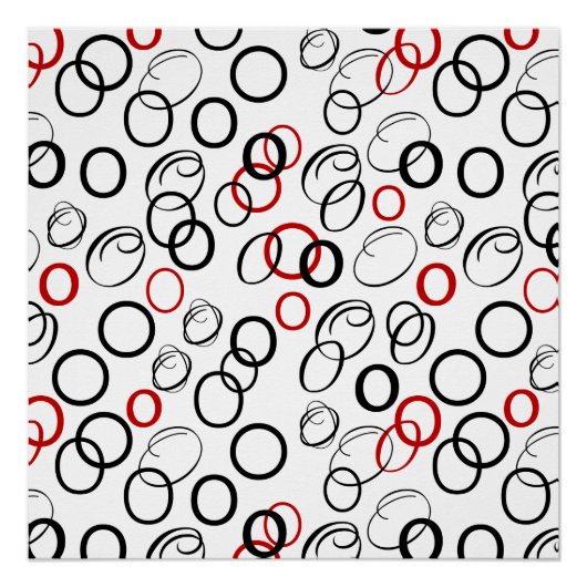 Zwart en rood abstract cirkelpatroon poster (Voorkant)