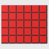 Zwart en rood abstract patroon cadeaupapier (Vlak)