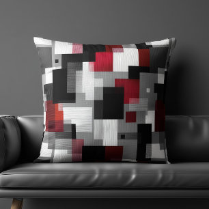 Zwart en rood abstract patroon kussen