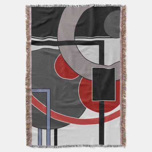 Zwart en rood, abstract, schilderend, geometrisch deken (Voorkant Verticaal)