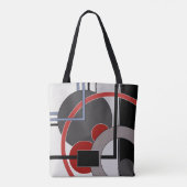 Zwart en rood, abstract, schilderend, geometrisch tote bag (Achterkant)