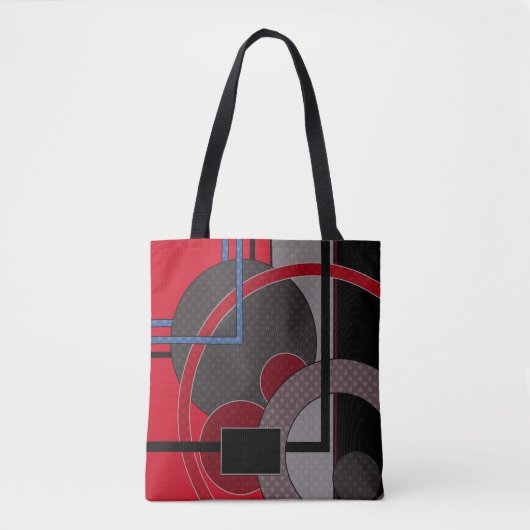 Zwart en rood, abstract, schilderend, geometrisch tote bag (Voorkant)