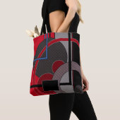 Zwart en rood, abstract, schilderend, geometrisch tote bag (Dichtbij)