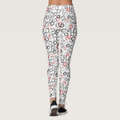 Zwart en rood Abstracte cirkel patroon Leggings (Achterkant)