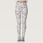 Zwart en rood Abstracte cirkel patroon Leggings (Voorkant)