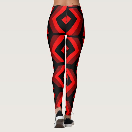 Zwart en rood abstracte kunst leggings (Achterkant)