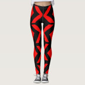 Zwart en rood abstracte kunst leggings (Voorkant)