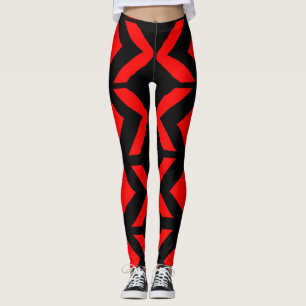 Zwart en rood abstracte kunst leggings