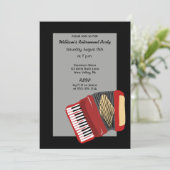 Zwart en rood accordeon spelers partij kaart (Staand voorkant)