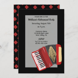 Zwart en rood accordeon spelers partij kaart