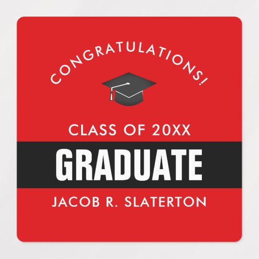 Zwart en rood Afstuderen, speciaal aangepast Labels (Design 1)