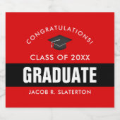 Zwart en rood Afstuderen, speciaal aangepast Likeurfles Etiket (Enkel label)