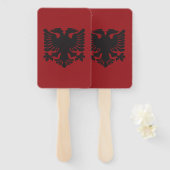 Zwart en rood Albanese Eagle Paper Fan Handwaaier (Voorkant en achterkant)