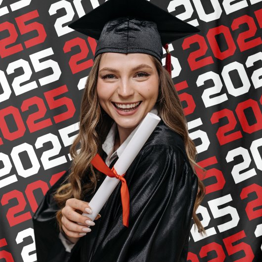 Zwart en rood ANY Class Jaar Afstuderen Achtergron Wandkleed