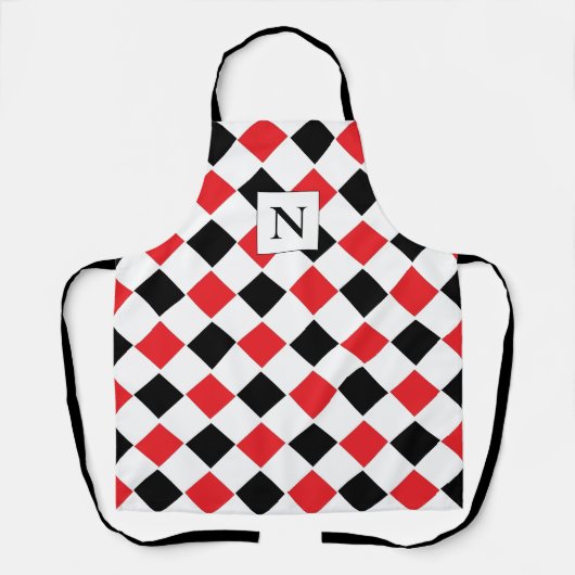Zwart en Rood Argyle Patroon Monogram Schort (Voorkant)