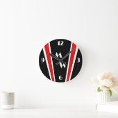 Zwart en rood Art Deco Design monogram Ronde Klok (Huis)