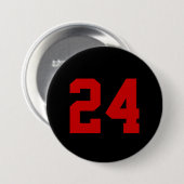 Zwart en Rood Atleet Jersey Nummer Ronde Button 7,6 Cm (Voorkant /achterkant)