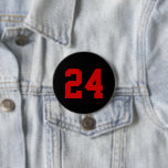 Zwart en Rood Atleet Jersey Nummer Ronde Button 7,6 Cm<br><div class="desc">Kop op je favoriete sportteam, football speler of gewoon show van je schooltrots met een aangepaste gepersonaliseerde spirituele knop! Personaliseer met het nummer van een speler of een andere aangepaste tekst. Ideaal voor football-, basketbal-, honkbal- en voetbalspelletjes! Creëer aangepaste pinnen voor het hele team, cheerleaders, ouders en broers om op...</div>