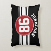 Zwart en rood automatisch racebandnummer accent kussen (Voorkant(Verticaal))