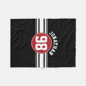 Zwart en rood automatisch racebandnummer fleece deken (Voorkant (Horizontaal))