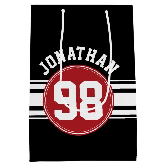 Zwart en rood automatisch racebandnummer medium cadeauzakje (Achterkant)