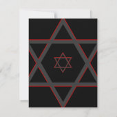 Zwart en rood Bar Mitzvah RSVP Reageer Kaart (Achterkant)