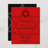 Zwart en rood Bar Mitzvah RSVP Reageer Kaart (Voorkant / Achterkant)