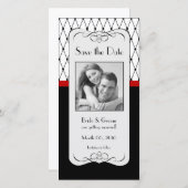 Zwart en Rood Bewaar de datumfotokaarten Save The Date (Voorkant / Achterkant)