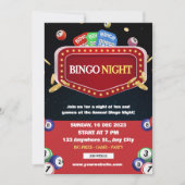 Zwart en rood bingobingo avond feest uitnodiging (Voorkant)