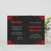 Zwart en Rood Bloemen Gothic Bi-Fold Trouwprogramm (Staand voorkant)