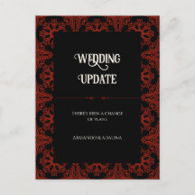 Zwart en Rood Bloemen Gotische Bruiloft Uitstel