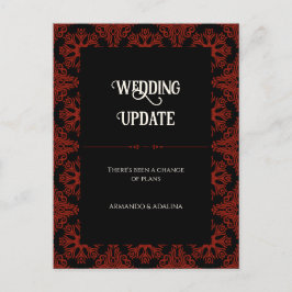 Zwart en Rood Bloemen Gotische Bruiloft Uitstel Briefkaart