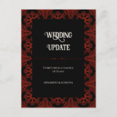 Zwart en Rood Bloemen Gotische Bruiloft Uitstel Briefkaart (Voorkant)