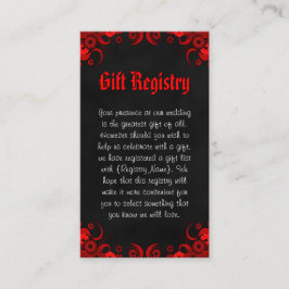 Zwart en Rood Bloemen Mini Bruiloft Gift Registry Informatiekaartje