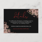 Zwart en rood Bloemen Rozen Gotische bruiloft Deta Informatiekaartje (Voorkant)