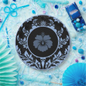 Zwart en rood bloemig formeel trouwpapier bord (Feest)