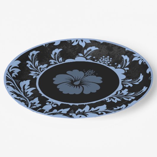 Zwart en rood bloemig formeel trouwpapier bord (Gekanteld)