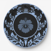 Zwart en rood bloemig formeel trouwpapier bord (Voorkant)