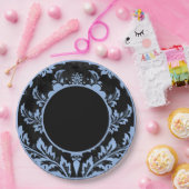 Zwart en rood bloemig formeel trouwpapier bord (Feest)