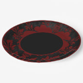 Zwart en rood bloemig formeel trouwpapier bord (Gekanteld)