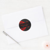 Zwart en rood bloemig Ornament Ronde Sticker (Envelop)