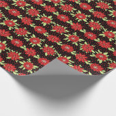 Zwart en rood bloemmotief cadeaupapier (Hoek)