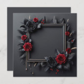Zwart en rood bloemmotief kaart (Voorkant / Achterkant)