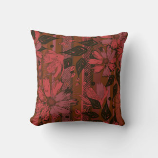 Zwart en rood bloemmotief. kussen