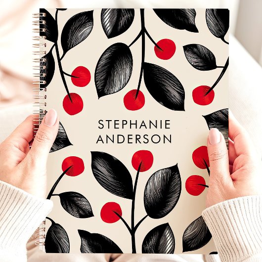 Zwart en Rood Botanisch Fruit Met Eigen Naam Planner
