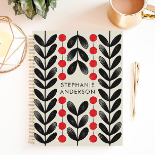 Zwart en rood botanische bladeren bessen aangepast planner