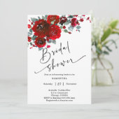 Zwart en rood bruidsfeest kaart (Staand voorkant)