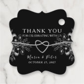 Zwart en rood bruiloft bedankjes labels (Achterkant)
